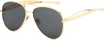 Long Keeper Retro Pilot Sunglasses for Women Men Gold Metal Oversized Aviation Sunglasses Trendy Big 70s Double Bridge Shades