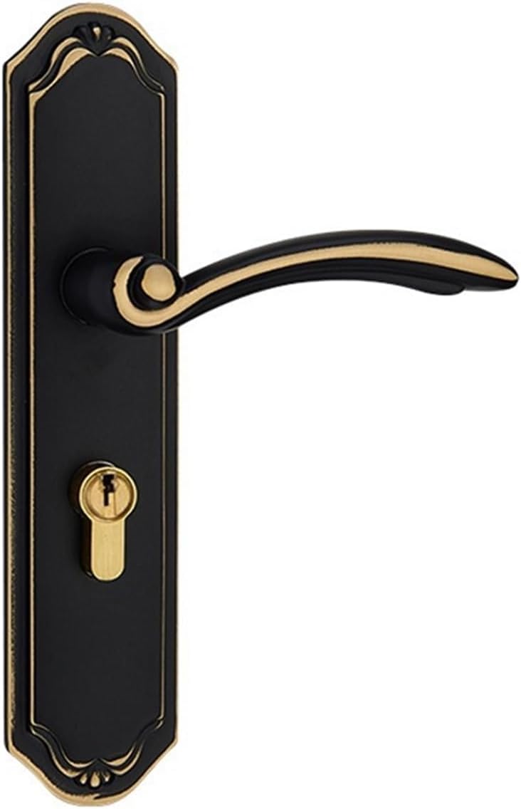 Chinese Style Pure Copper Indoor Bedroom Door Lock All Copper Home Solid Wood Silent Room Chinese Style Home Door Handle(HC 5812 Copper Wire Drawing)