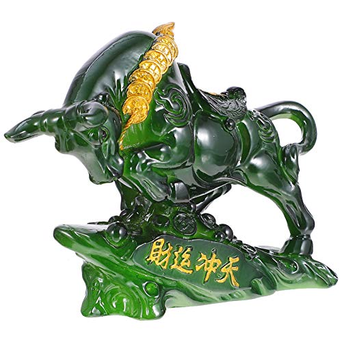 Healifty Feng Shui Ox Statue Chinese Zodiac Ox Year Cow Ox Statue Sculpture Wall Street Bull Statue Cake Topper Resin Zodiac Animal Mascot Figurine Kung Fu Tea Pet For Luck Wealth #TOP1