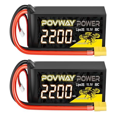 POVWAY 3S 2200mAh Lipo Battery 11.1V 50C Shorty Pack Battery with XT60 Plug for RC Car Truck RC Vehicles Boat Drone RC Airplane Quadcopter Helicopter FPV Racing Hobby Models(2 Pack) Cover