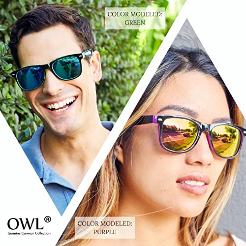 Image of OWL Retro Vintage Sunglasses Colorful Mirror Lens Matte Frame 3,5,6,10,12,14 Pairs