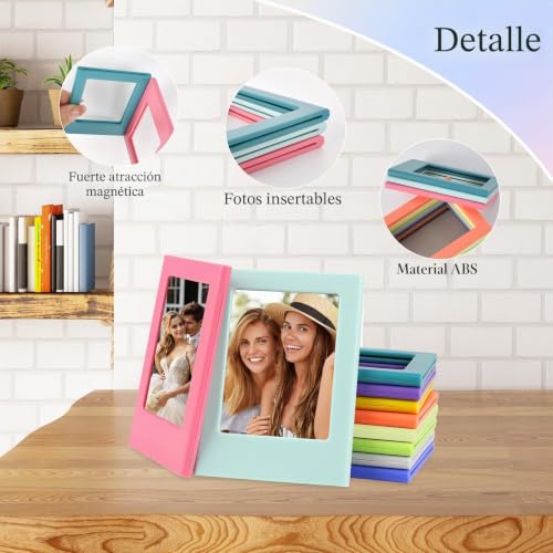 Miniatura 5 de Rylae 15 Piezas Marcos Magnéticos Coloridos, Mini Bolsillo Magnético Marcos Foto, Marcos Refrigerador, 3 Pulgadas Marco Magnetico Para Polaroid Mini Para Nevera Y Superficies De Metal, 15 Colores