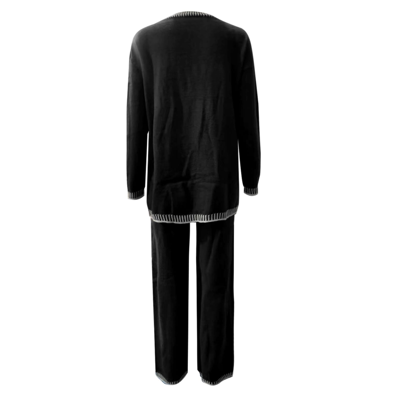 Genérico Elegante Traje de Pantalón Mujer Conjunto Informal Moderno Camisa de Punto Diario Cómodo Botones