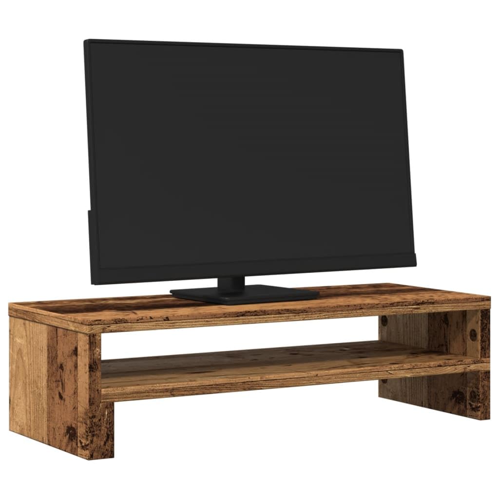 Supporto per monitor in legno effetto legno anticato, 54 x 22 x 15 cm, rialzo ergonomico per scrivania