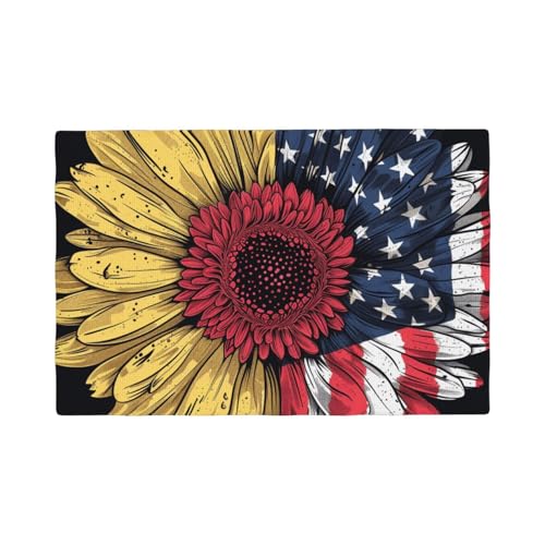 Set de table en lin isolant thermique avec motif floral drapeau jaune - 2