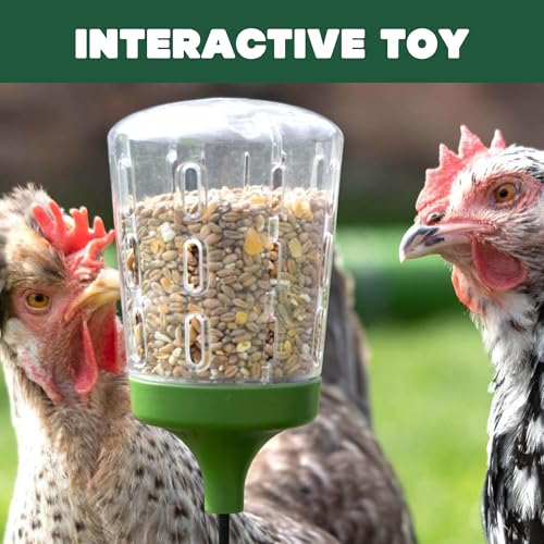 Image of Omlet Poppy Chicken Peck Toy | Interactive Foraging & Pecking Enrichment Toy for Hens | Slow-Feed Treat Dispenser | Reduces Boredom & Feather Pecking | 300g Feed Capacity | 2 Designs