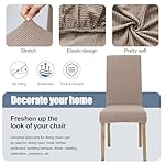 Dining Chair Cover,Dining Room Chair Covers Set of 4,Jacquard Stretch Kitchen Chair Cover,Detachable Washable Dining Chair Cover,Parsons Chair Slipcovers Protective,for Home,Restaurant,Banquet(Khaki) - Image 3