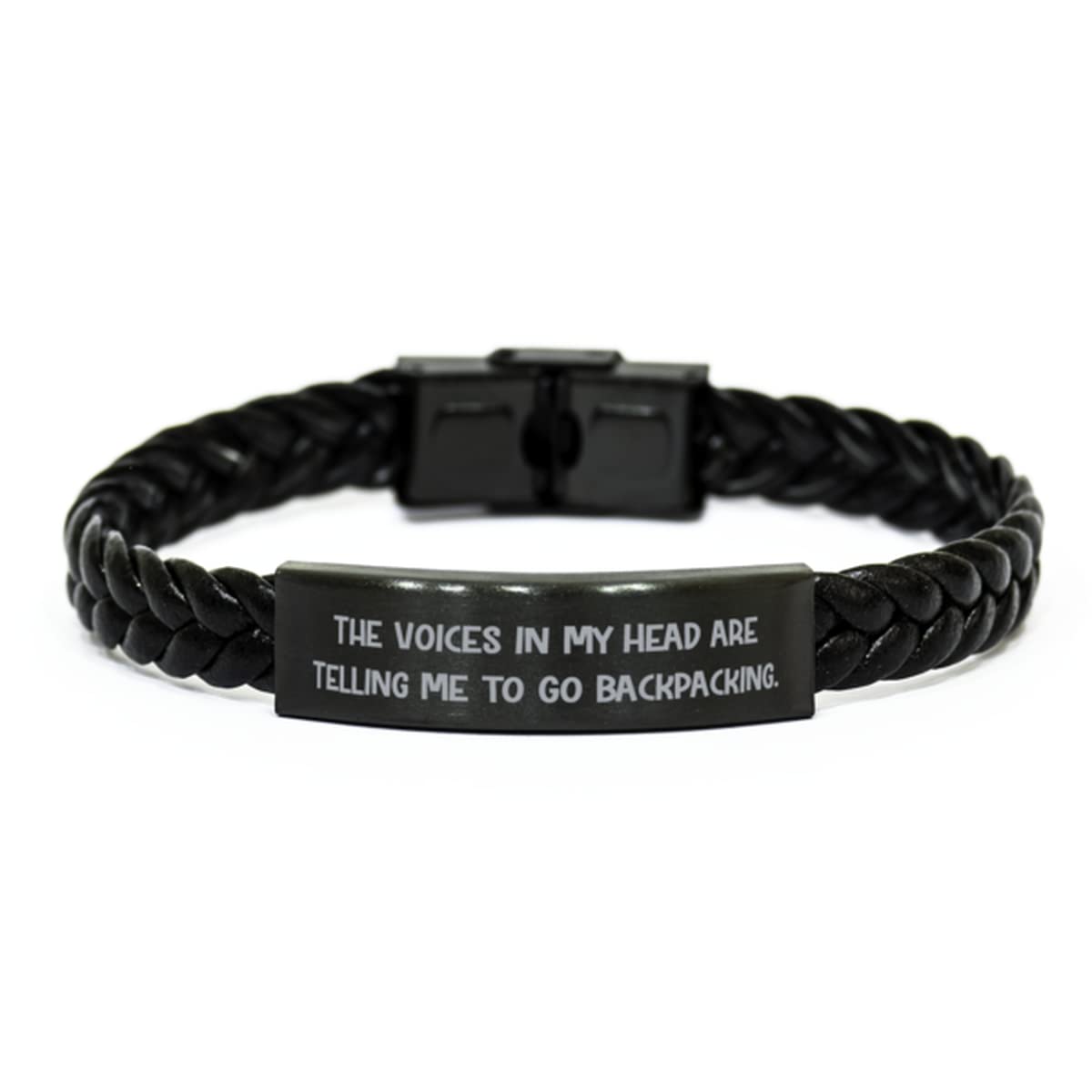 The Voices in My Head are Telling Me to Go Backpacking. Braided Leather Bracelet, Backpacking, Cute for Backpacking