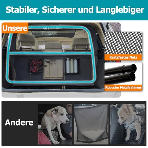 CJYMMFAN Hundegitter für Auto Rücksitz & Kofferraum mit Breiterer Abdeckung, Universal Fit für Auto & SUV, Hunde Auto Trenngitter mit Transparentem Netz und Stabilem Metallrahmen Hundeschutzgitter