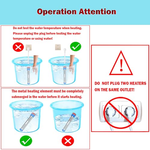 2000W Immersion Water Heater,Portable Bucket Heater with Digital LCD Thermometer,Submersible Water Heater for Pool& Bathtub,UL Listed