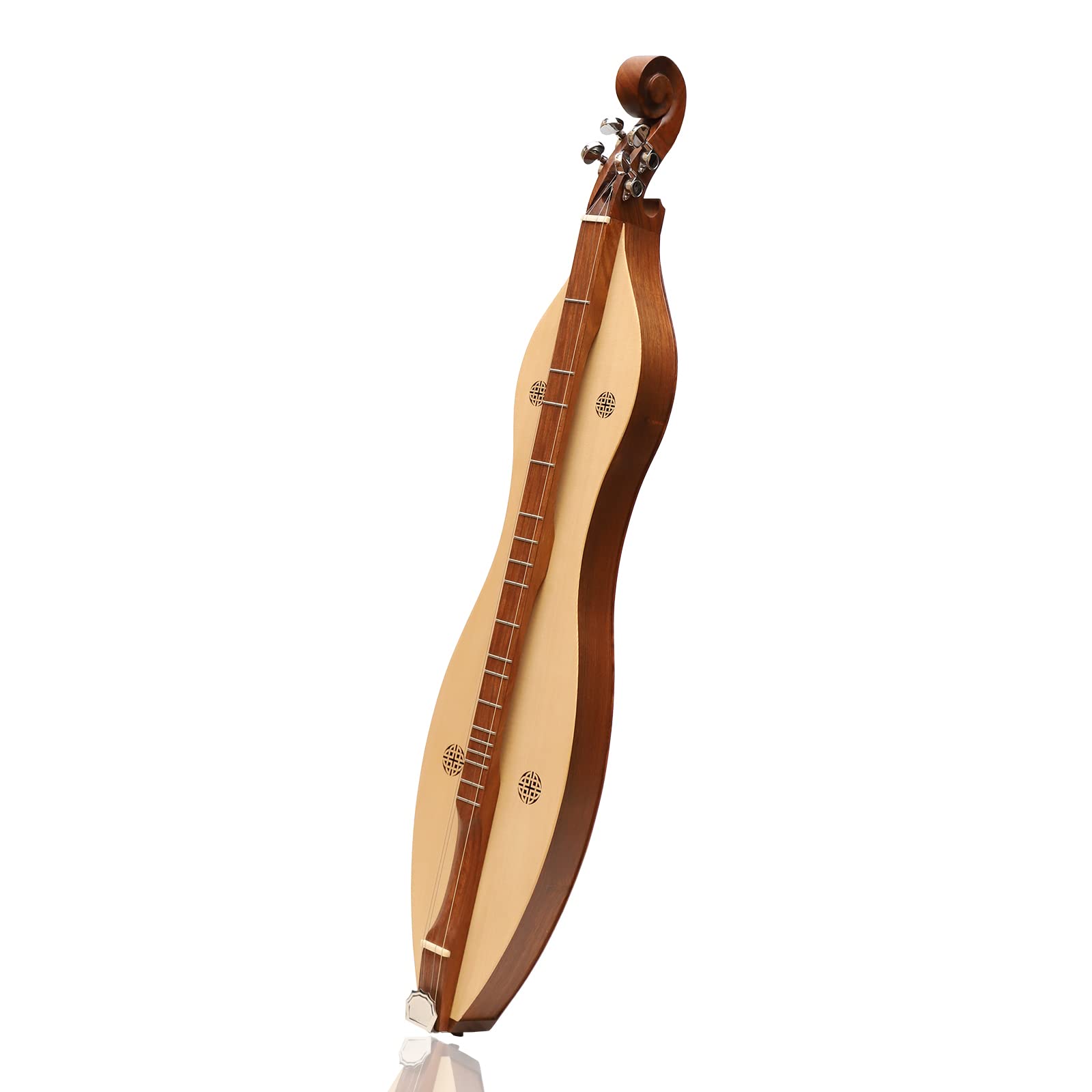 Mountain Dulcimer, 4 Corde Annodi, Pergamena R/W Argento Gear