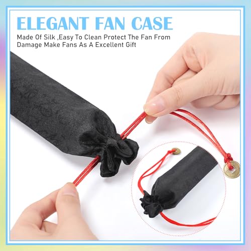 Image of Maitys Large Rave Fan Folding Handheld Fans 13'' Clap Fans for Line Dancing Clack Fan Holographic Festival Accessory for Martial Art Gift Performance, Includes 2 Pouch