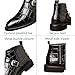 Chelsea Boots for Men's Leather Print Monk Buckle Slip On Dress Boots with Side Zipper Fashion Pointed Toe Buckle Strap Classic Business Chukka Boots for Casual Work Party Oxford Booties (Black,12)