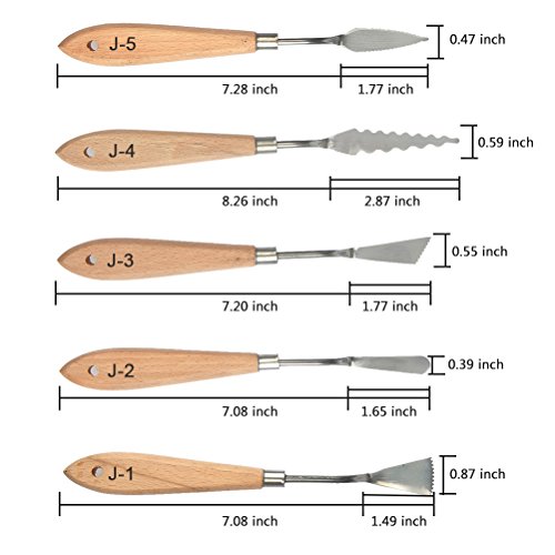 FOCCTS 13 Pcs Palette Knife Set, Stainless Steel Spatula Knives, Wooden Handle Painting Pallet Knife Set for Oil, Acrylic Mixing, 13 Distinctive Blade Shapes