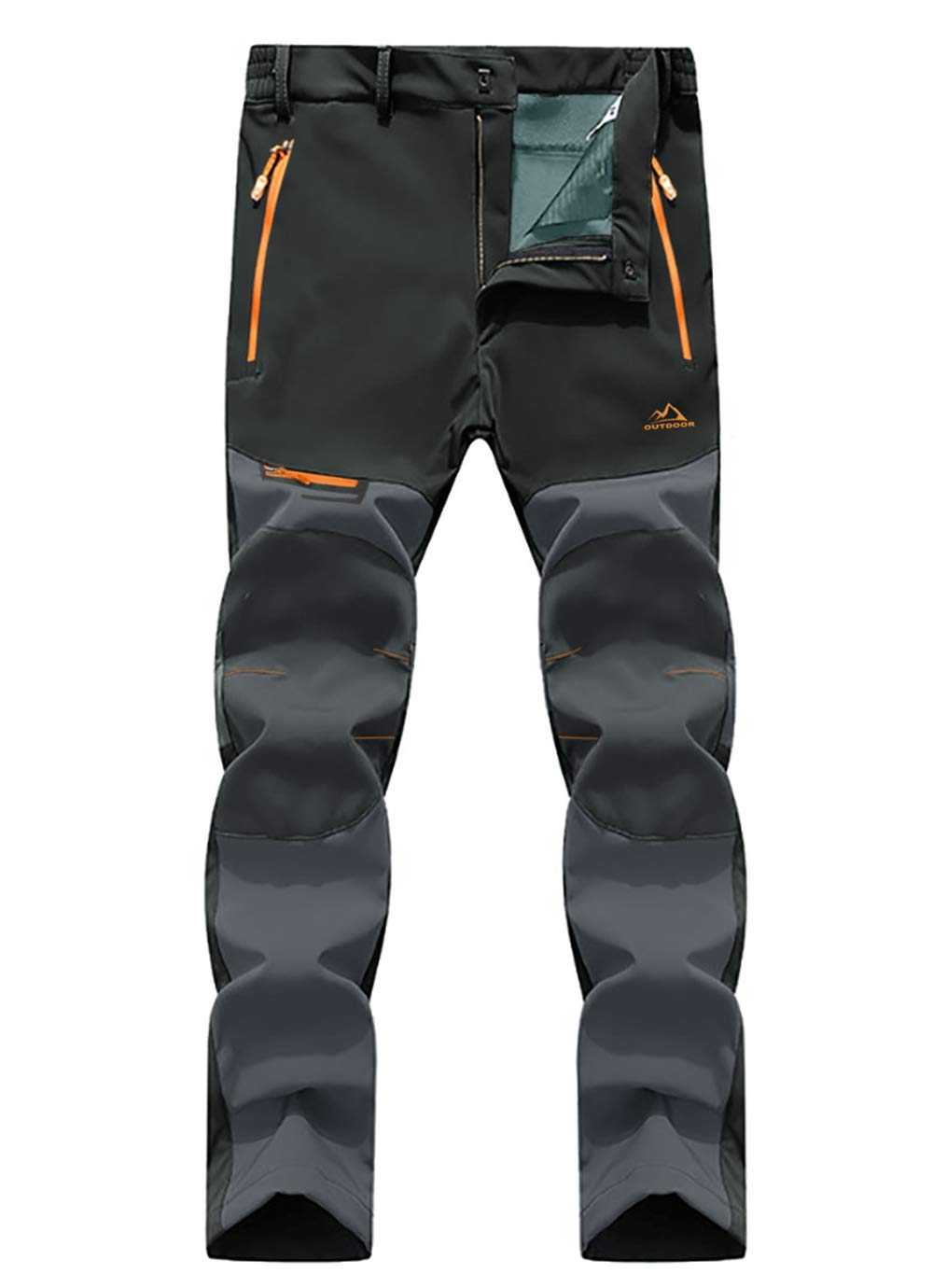 EKLENTSON Mens Waterproof Snow Ski Pants Fleece Lined Outdoor Hunting Climbing Windproof Pants Zipper Pockets Black