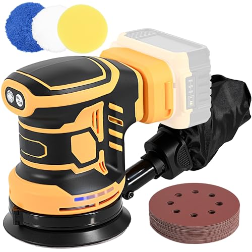 Image of Cordless Random Orbital Sander, 5” Brushless Hand Palm Sander Tool for DeWalt 20V Battery, Dust Collector, 6 Speed for Woodworking Metal Plastic Stone Sanding Polishing (Upgrade)
