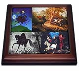 3dRose Headless Horseman Collage Trivet with Ceramic Tile, 8 by 8", Brown