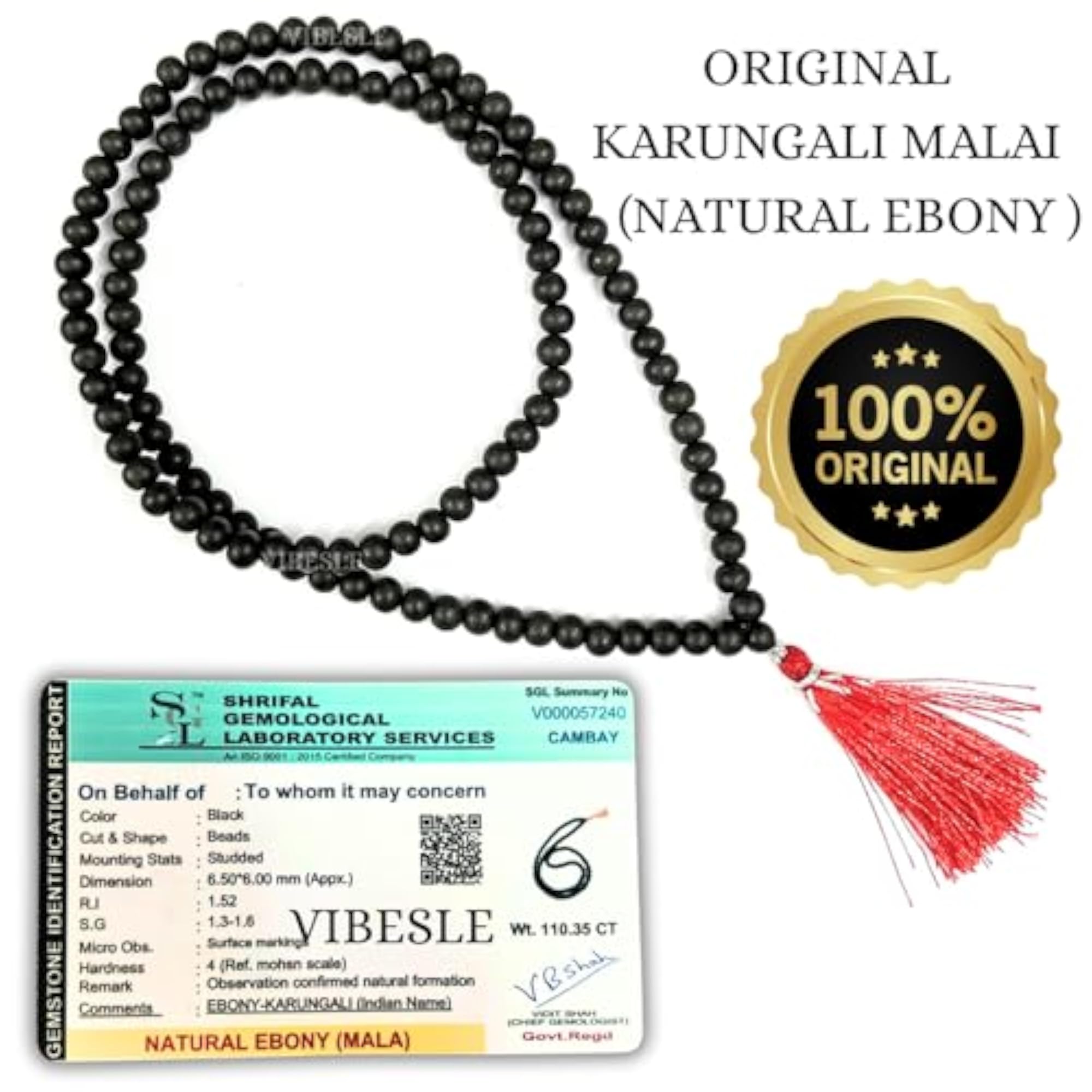 Karungali Malai 6mm Original Ebony Wood Mala