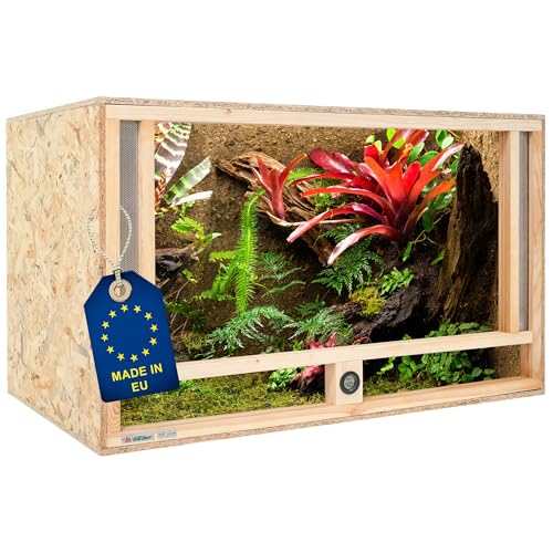 ITA drewniane terrarium 100 x 50 x 50 cm z przednią wentylacją i wbudowanym higrometrem – drewniane terrarium z ...