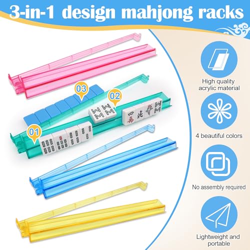 Accesorios Mahjong 4 piezas con racks y fichas miniatura 4