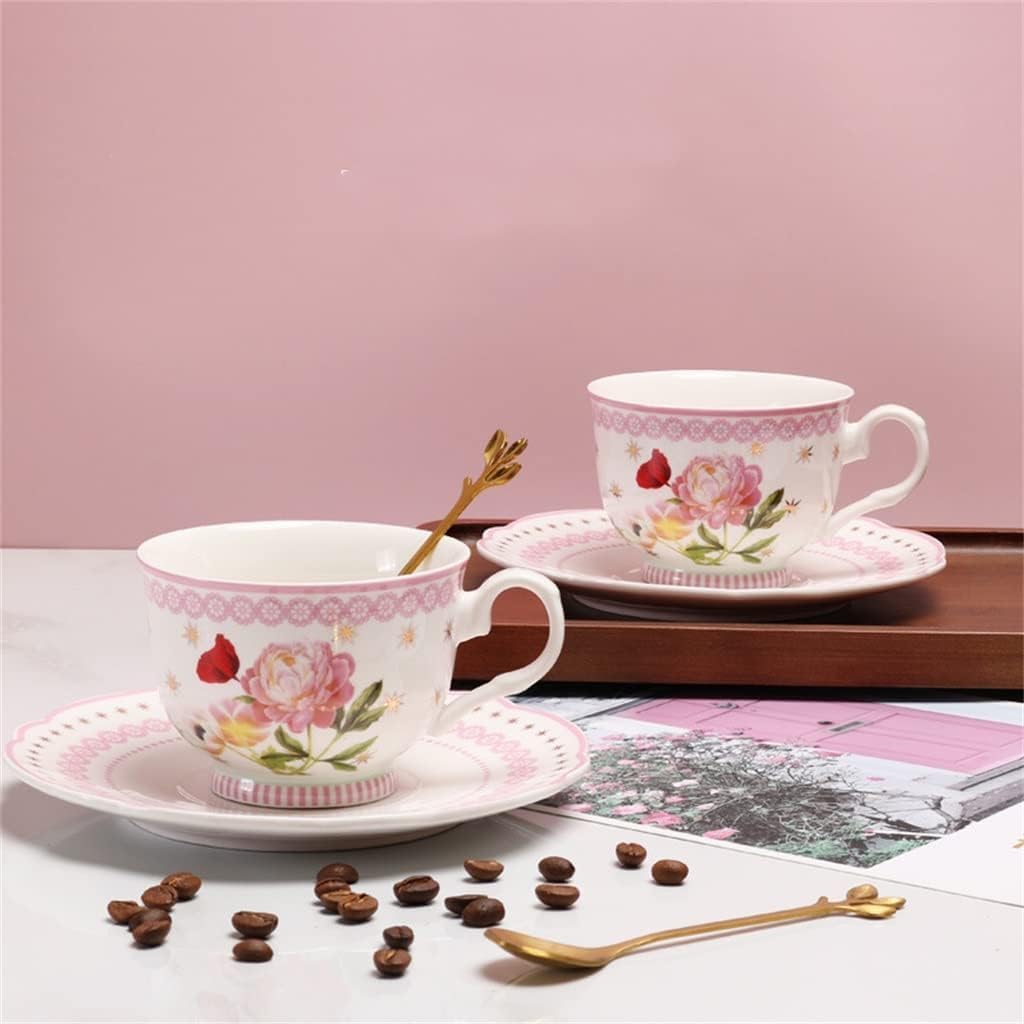 European Ceramic Flower Coffee Cup and Plate Set with Afternoon Tea Set Exquisite Pastoral Style
