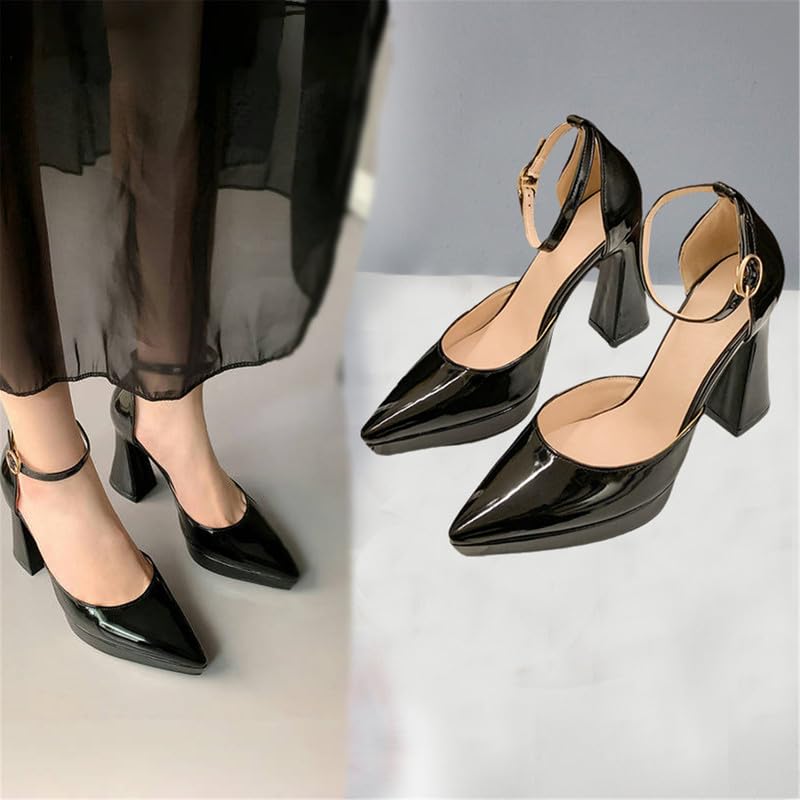Image of FOREADA Lolita Bow Platform High Heel Women Rockabilly Mary Jane Dress Pump | Boasts soft kawaii retro vintage lolita tea party aesthetic, with block heel ,bow, round toe versatile style for dress wear