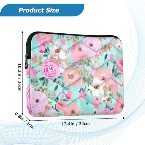 Funda para portátil 13-14 pulgadas flores rosa azul resistente miniatura 3