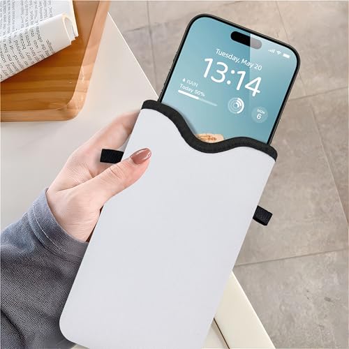 Image of Men Women Phone Sleeve Pouch Case Bag with Crossbody Strap /Neck Lanyard for iPhone 17 /16 /15 Pro Max, Air, 16 /15 Plus, 16e; White