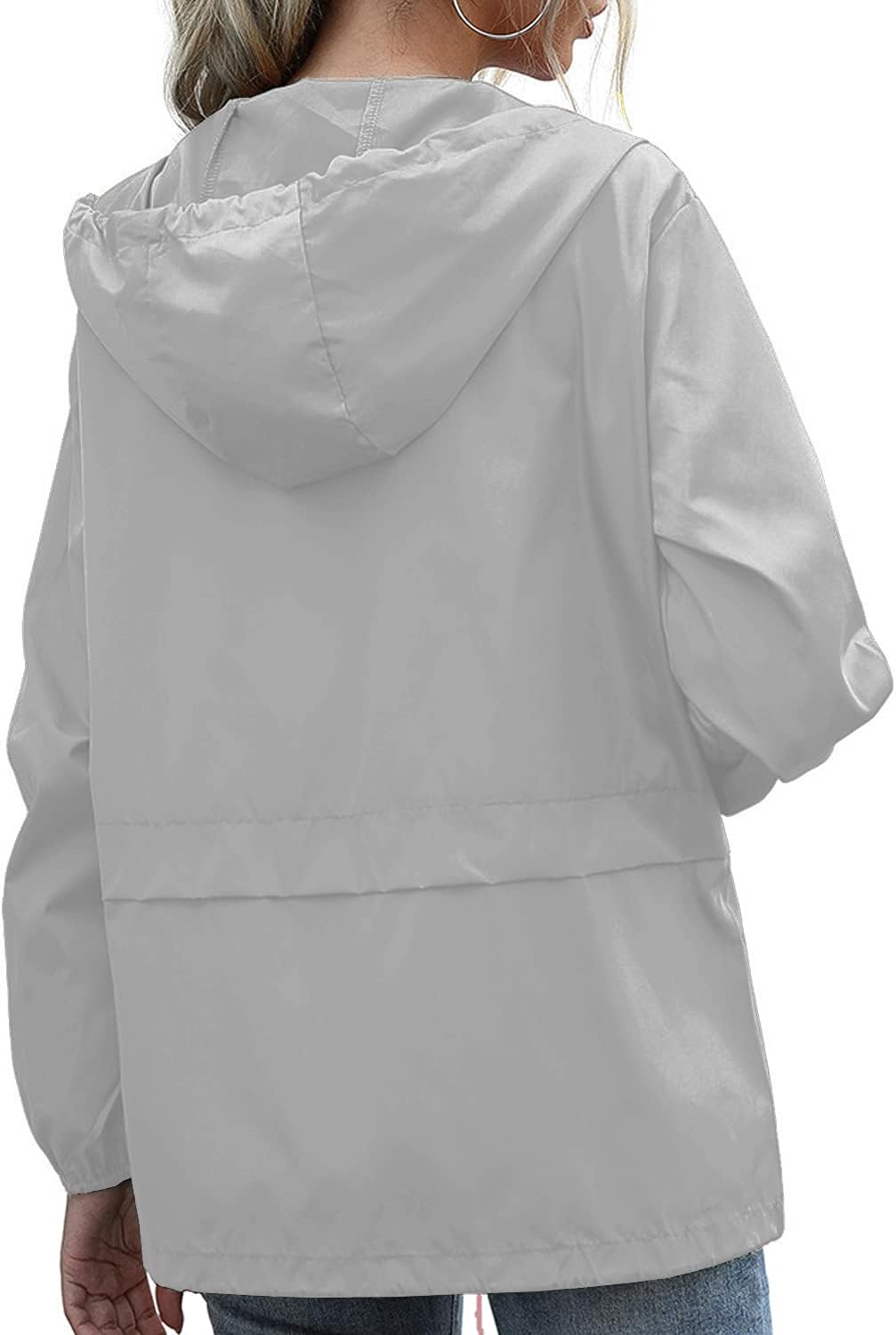 PESION Women's Waterproof Raincoat Lightweight Rain Jacket Hooded Windbreaker with Pocket for Outdoor - Image 3