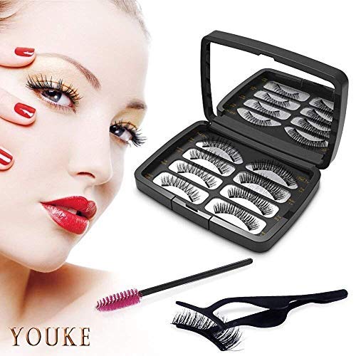 Long Dual Magnetic False Eyelashes, 0.2mm Ultra Thin 3D Reusable Fake Lashes, Full Size Natural Look 2 Pair 8 Pieces