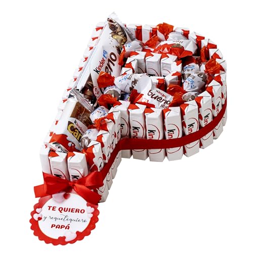 Onza Regalo dia del padre Original - Cesta Chocolates Kinder ''P'' de Papá - Kinder Bueno Pack para regalar: Kinder Chocolate, Happy Hippo, Cards, Schokobons - Regalos originales para hombre