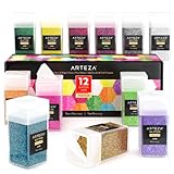 Arteza Fine Glitter, Set of 12, Bright & Neon Glitter for Resin in 1.5-oz Bottles, Arts and Crafts...