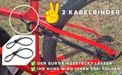 BIKE AND DOG - Fahrrad-Hundeleine, werkzeuglose Befestigung, spezielles Geschirr als Option, inklusive 2 Fahrradbändern. Patentiert. (Rosa)