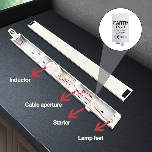 6 Stück Starter, Leuchtstoffröhren-Starter FS-U, 4-65 W, 220-240 V, Zuverlässige Zündstarter für Einzelschaltkreise von Leuchtstofflampen, Sicher Effizient für UV Streifenlampenhalter[Energieklasse G]