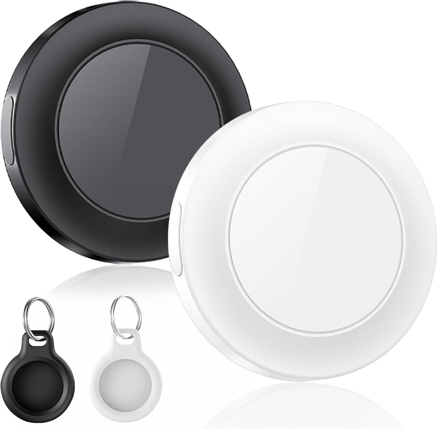 Air Tracker Tag-2 Piece, Koffer Tracker kompatibel mit Apple Wo ist APP (nur iOS), Schlüsselfinder für Schlüssel, Gepäck, Brieftasche, Koffer, IP67 wasserdicht, Schwarz & Weiße