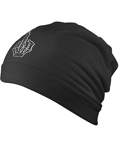 Kkaingg Gorro negro con diseño de calavera para el dedo medio, gorro negro para mujeres y hombres, gorro de invierno, Negro -