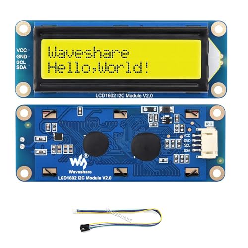 LCD1602 I2C Module 16x2, Green Backlight Adjustable 3.3V/5V I2C LCD Display for Arduino, Raspberry Pi, ESP32, Jetson Nano (32 Characters, SN3193 Driver)