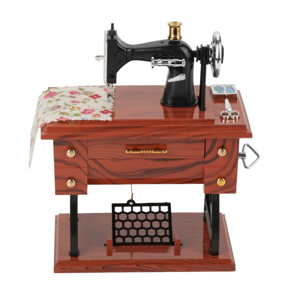 Little Mind Mini Sewing Machine Retro Sewing Clockwork Music Box Gift Table Decoration Table Desk Decoration Toy Gift