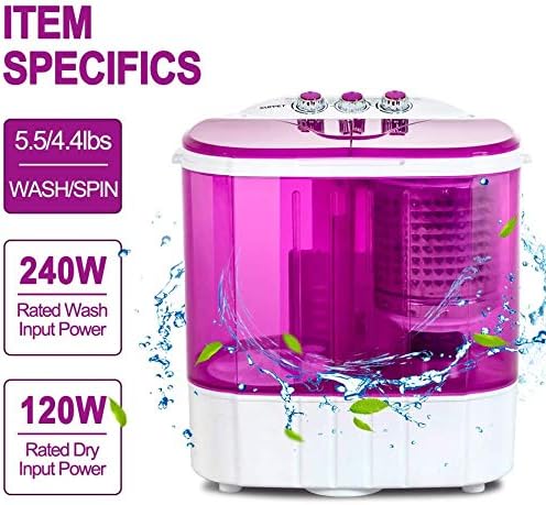 KUPPET Clothes Washing Machine, 10lbs Compact Small Semi-Automatic with Timer Control, Wash&Spin Twin Tub Suit for Apartments, Dorms, RV Camping (Red, 10lbs)