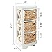 eHemco Hampton Meadows 3 Tier X-Side Corner Table Storage Cabinet with 3 Wicker Baskets, White