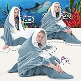 QUSLLIS Shark Blanket - Super Soft, Cosy Flannel with Hood, Portable Sleeping Bag for Adults and Children, XXL - Image 4