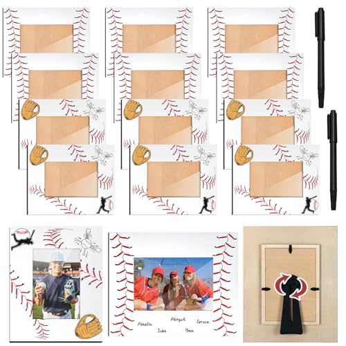 Leinuosen 12 Pcs Baseball Picture Frames for 4x6 Photo Display with 2 Pens Baseball Team Gifts Bulk for Players Coaches Senior Night and End of Season Banquet Party Favors Coach Appreciation Gifts