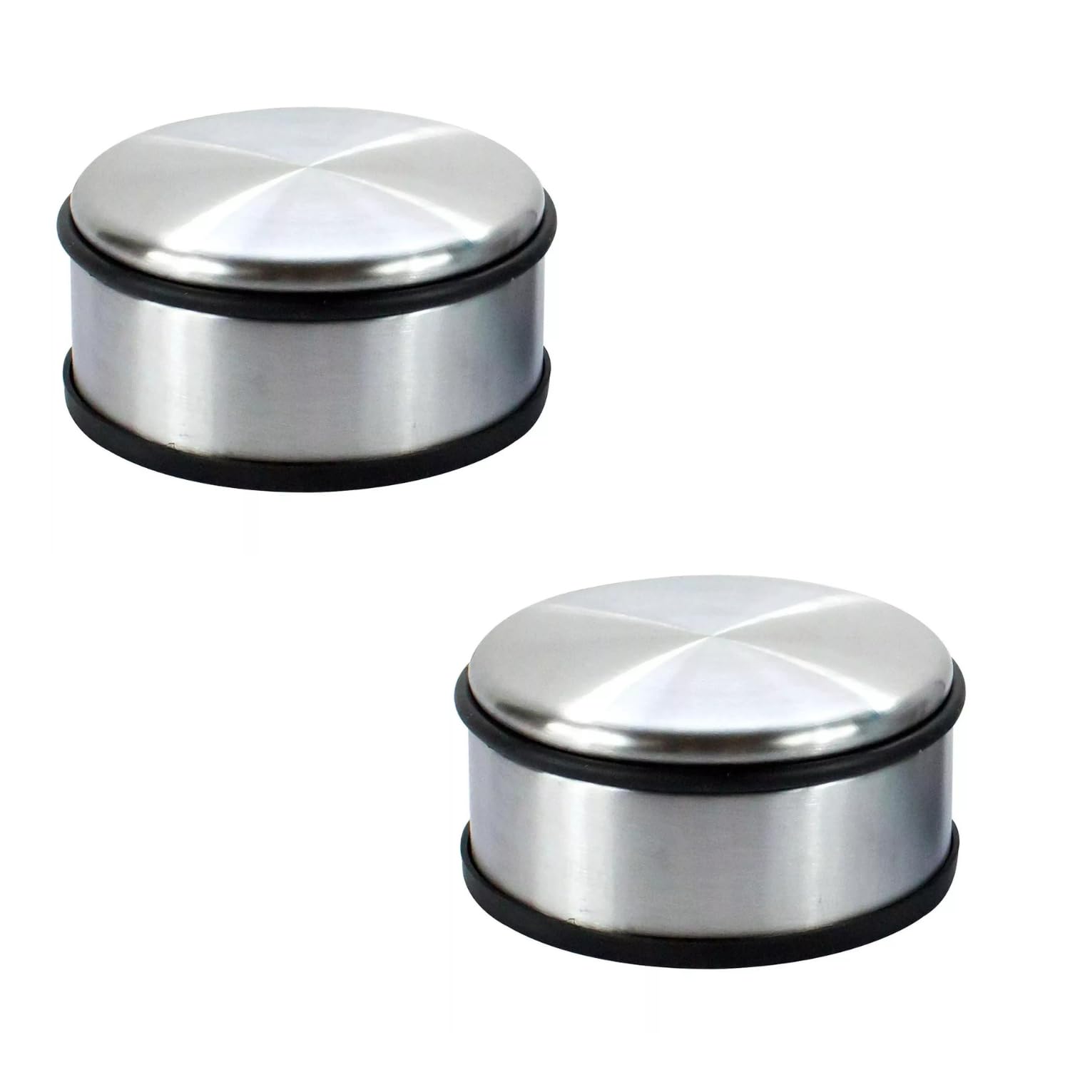 Garden Mile Stainless Steel Door Stop - 2 Pack Door Stop Heavy Duty Door Stopper - Non-Scratch Door Stoppers For Floor - Portable Door Stopper With Bumper Rubber Buffer (Stainless Steel Door Stop - 2 Pack)