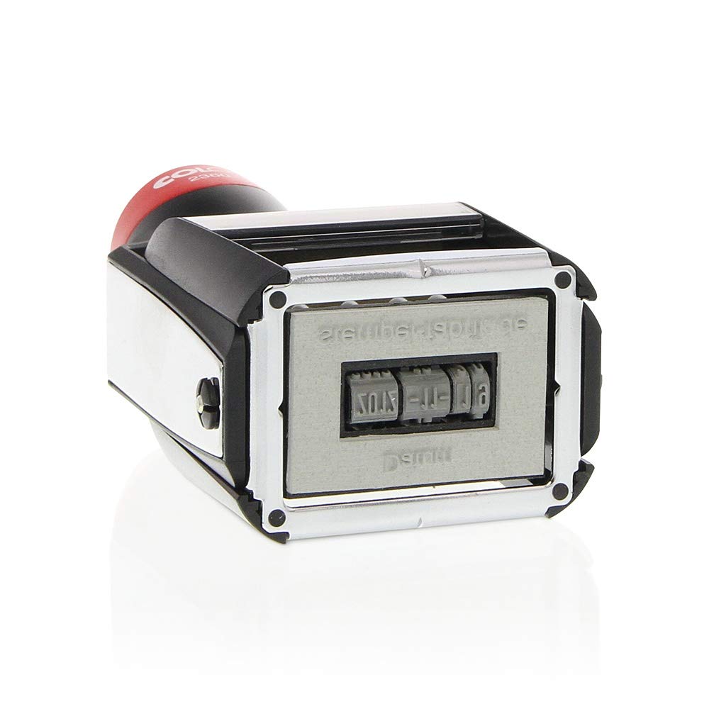 stempel-fabrik – Colop Classic Line 2360 Custom Datumsstempel mit Wunschtext personalisieren – Selbstfärbestempel zur korrekten Beschriftung von Dokumenten, Rechnungen & Co (45 x 30 mm | 4 Zeilen)