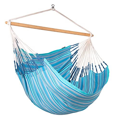 La Siesta® Habana - Chaise-Hamac Bio en Coton Kingsize, Rotation à 360°, Design Courbé, Fabrication Colombienne - Azure, Kingsize
