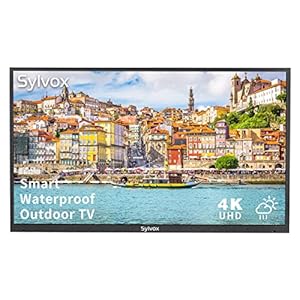 SYLVOX 55 inch Outdoor TV, 4K UHD Waterproof Outdoor Smart Television, Built-in Dual Speakers Support Bluetooth & 2.4G WiFi, Integrated ATSC & NTSC Tuner, 1000nits Suitable for Partial Sun Areas