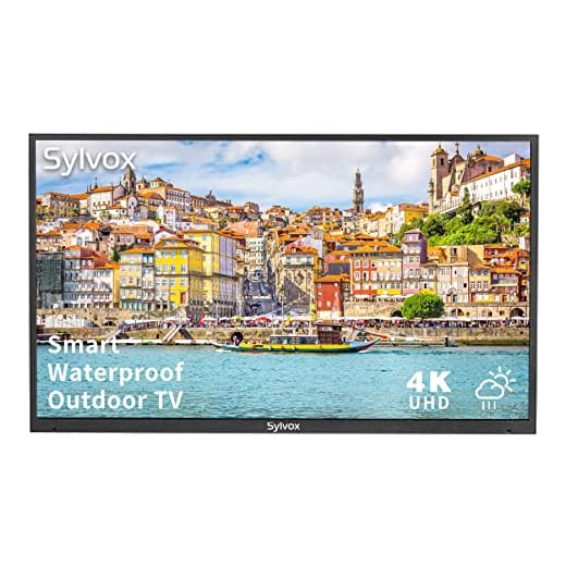 SYLVOX 55 inch Outdoor TV, 4K UHD Waterproof Outdoor Smart Television, Built-in Dual Speakers Support Bluetooth & 2.4G WiFi, Integrated ATSC & NTSC Tuner, 1000nits Suitable for Partial Sun Areas