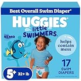Huggies Little Swimmers Disposable Swim Diapers, Size 5-6 (32+ lbs), 17 Ct