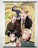 Wall Scroll Poster Fabric Painting for Anime Hetalia Axis Powers Kiku Honda & Ludwig & Feliciano Vargas & Arthur Kirkland & Alfred F. Jones 167 S