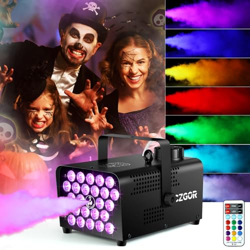 Máquina de fumo, Czgor 600 W máquina de Nieblade portátil de 24 LED, máquina de névoa portátil com controlo remoto sem fios e com cabo para exteriores interiores e festas de Halloween